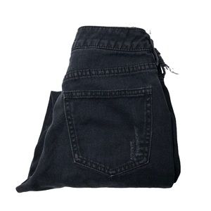 PacSun Faded Black 100% Cotton Mid Rise Distressed Ankle Mom Jeans